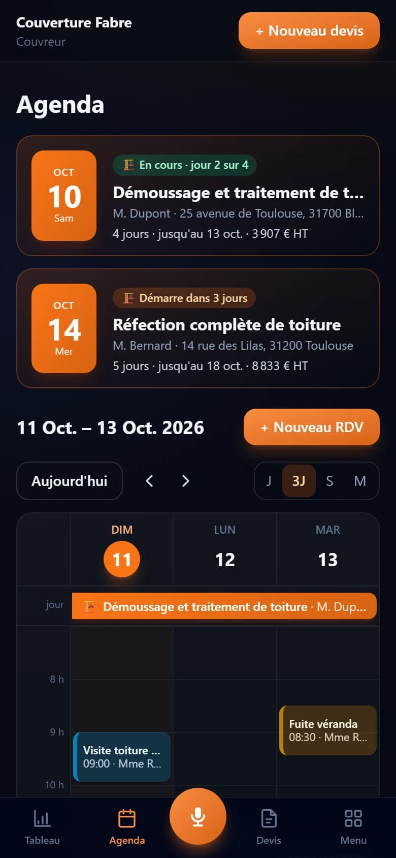 Agenda de l'artisan dans VocArtisan